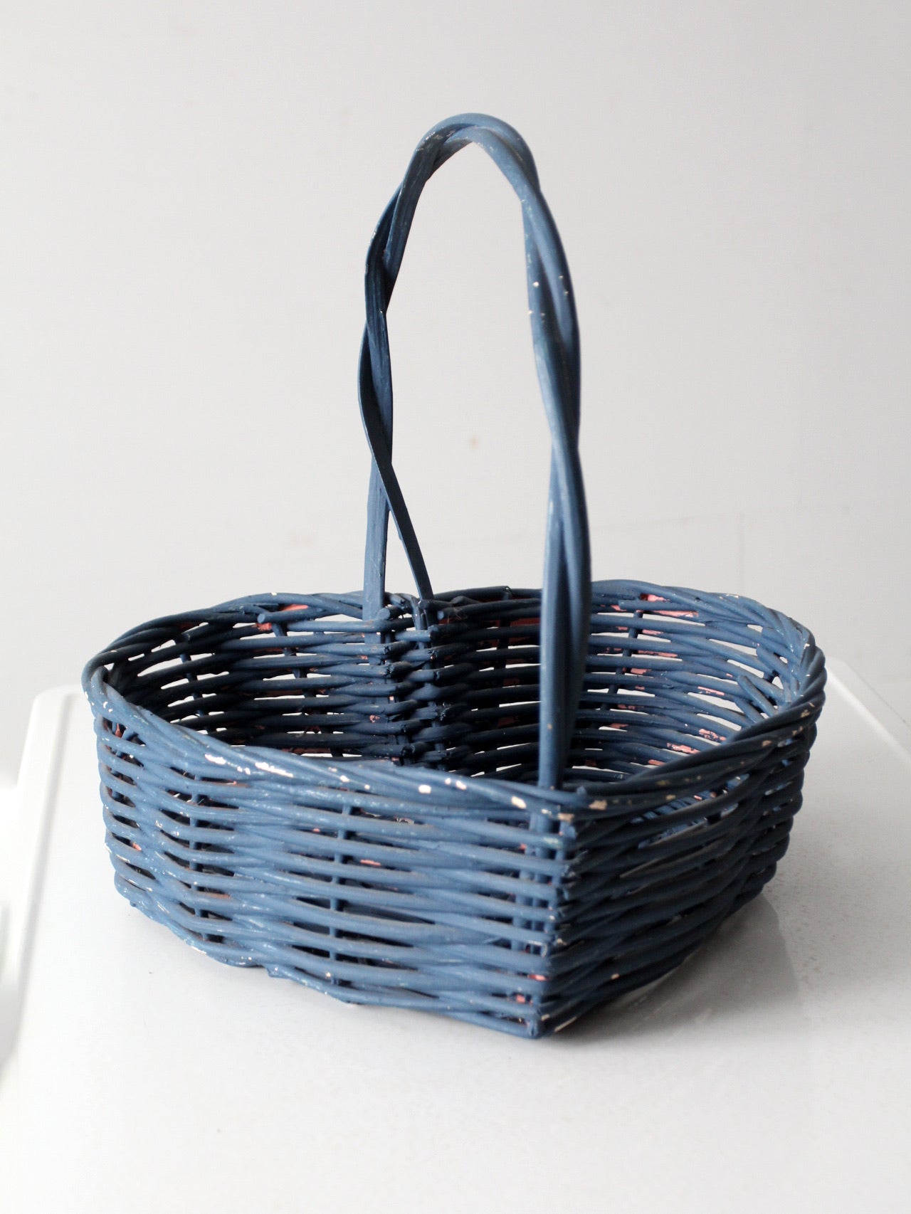 vintage heart shaped blue basket