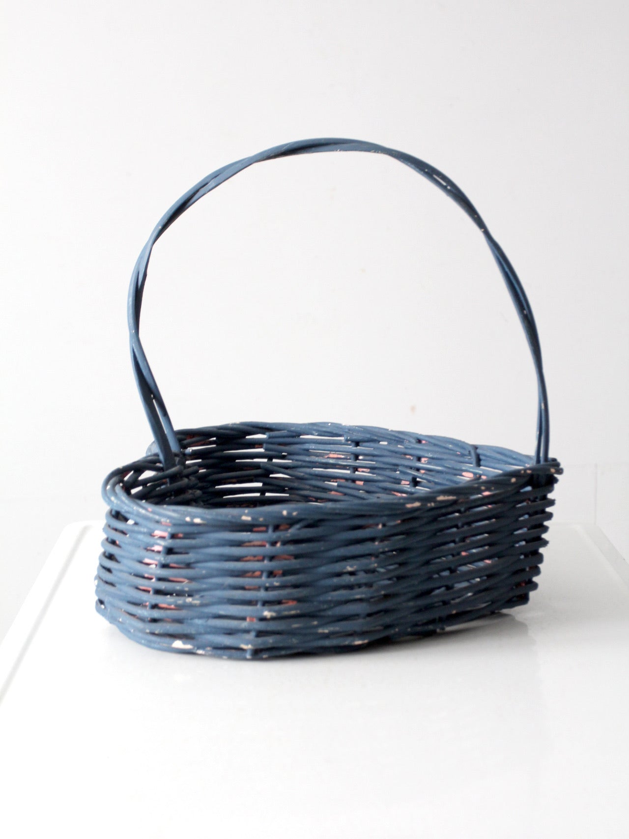 vintage heart shaped blue basket