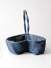 vintage heart shaped blue basket