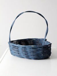 vintage heart shaped blue basket