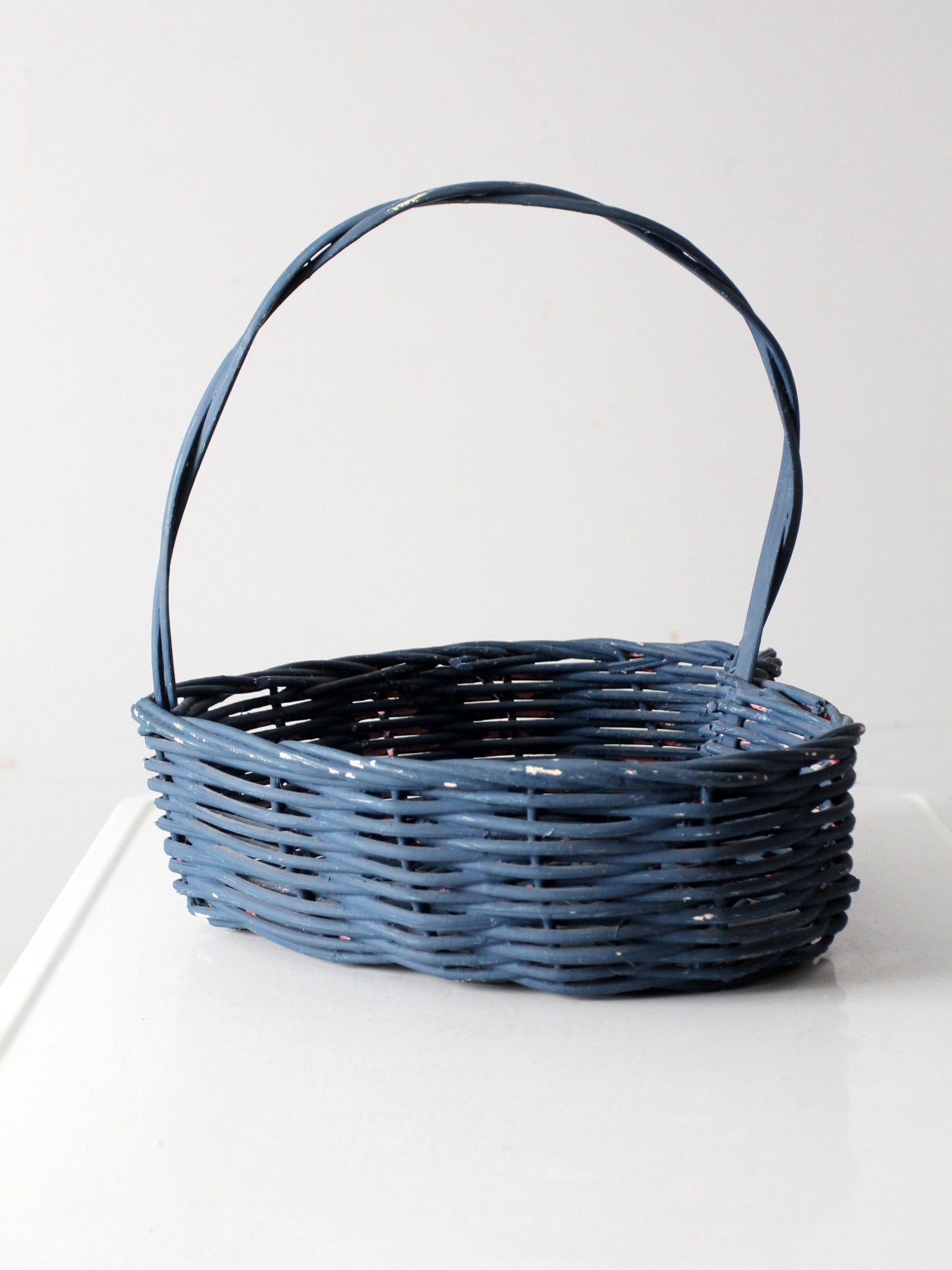 vintage heart shaped blue basket