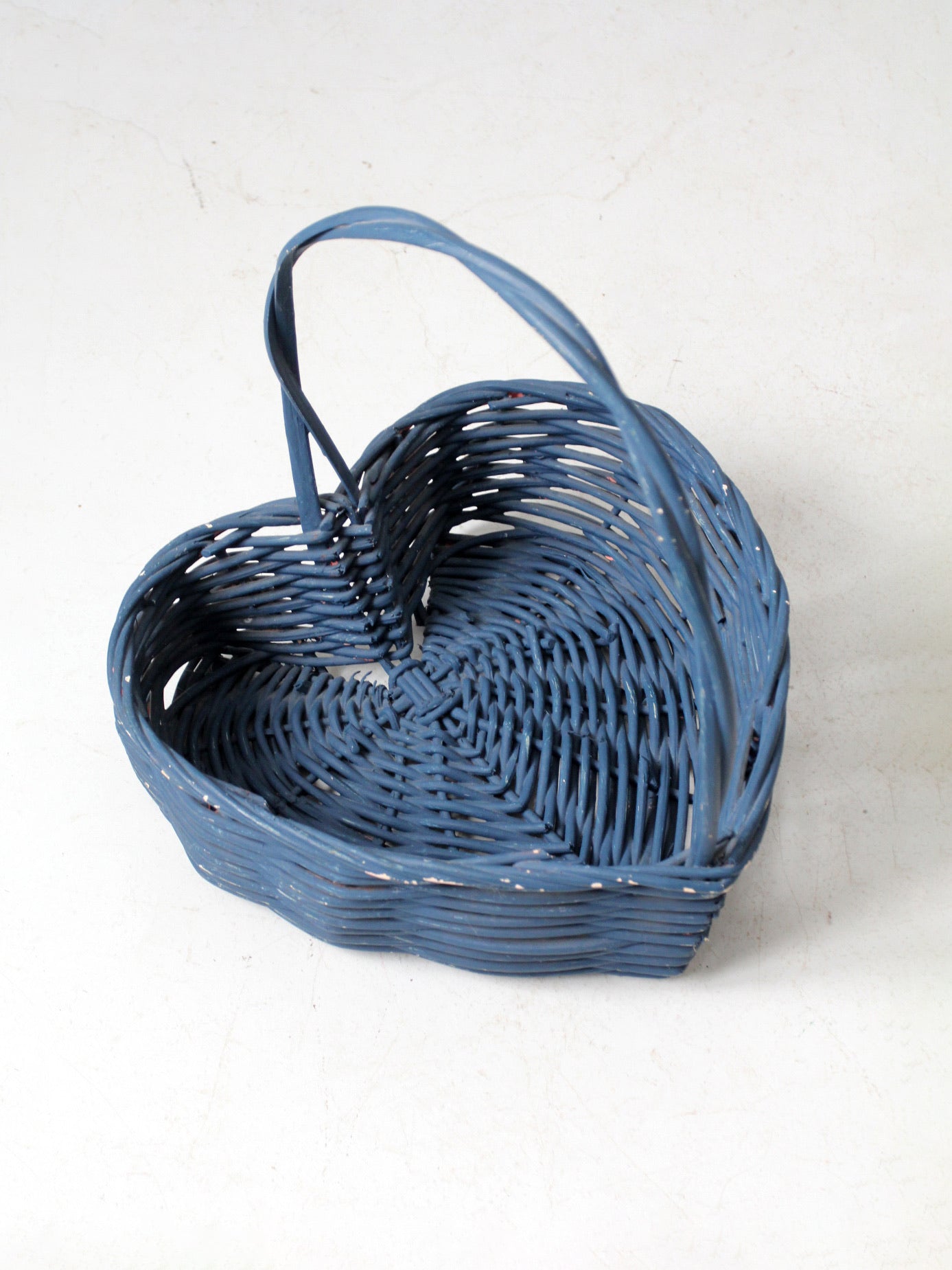 vintage heart shaped blue basket