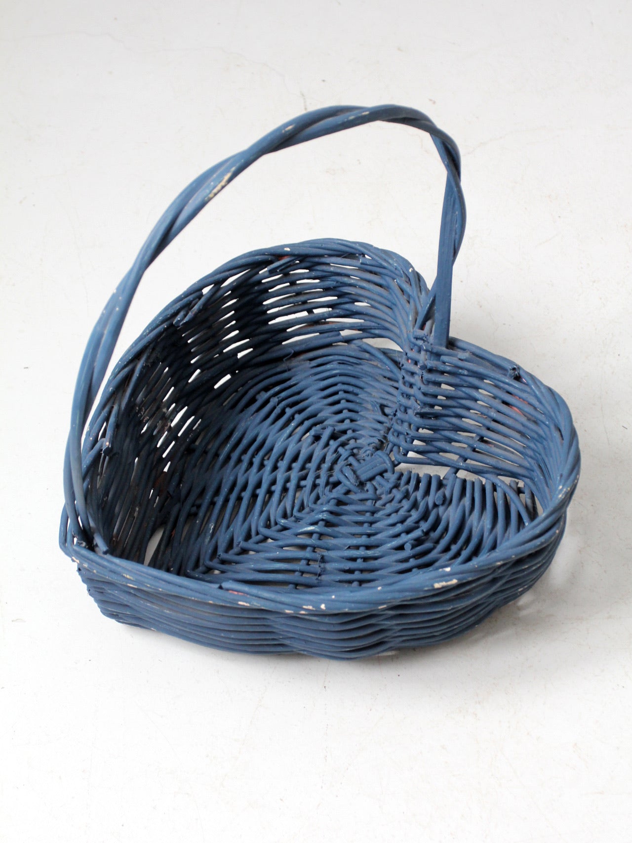 vintage heart shaped blue basket