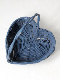 vintage heart shaped blue basket