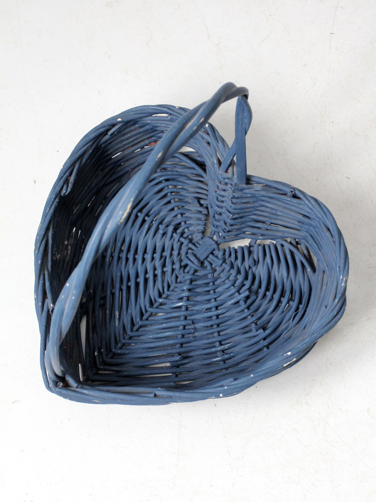 vintage heart shaped blue basket