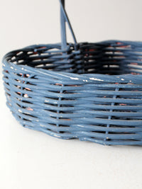 vintage heart shaped blue basket