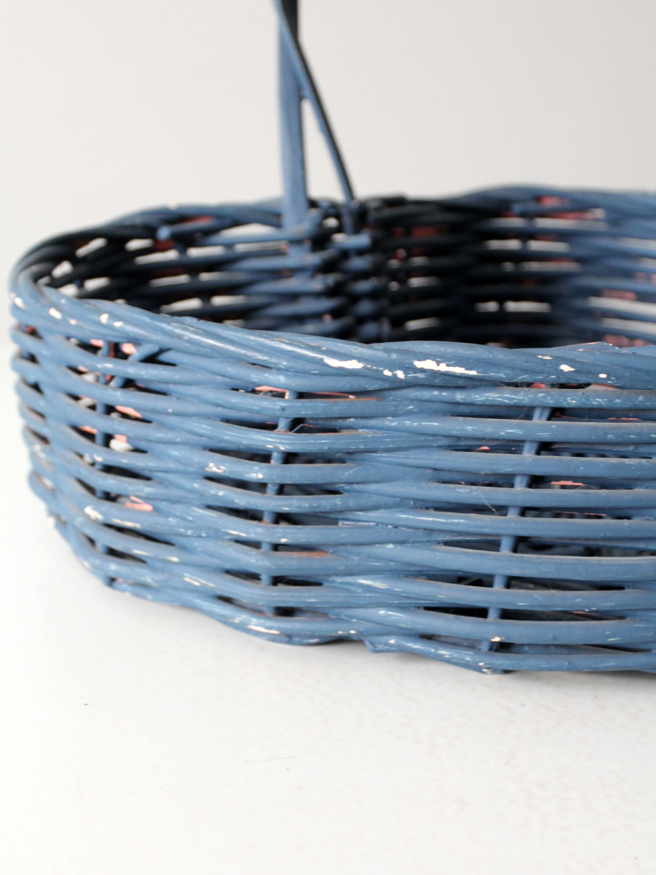 vintage heart shaped blue basket