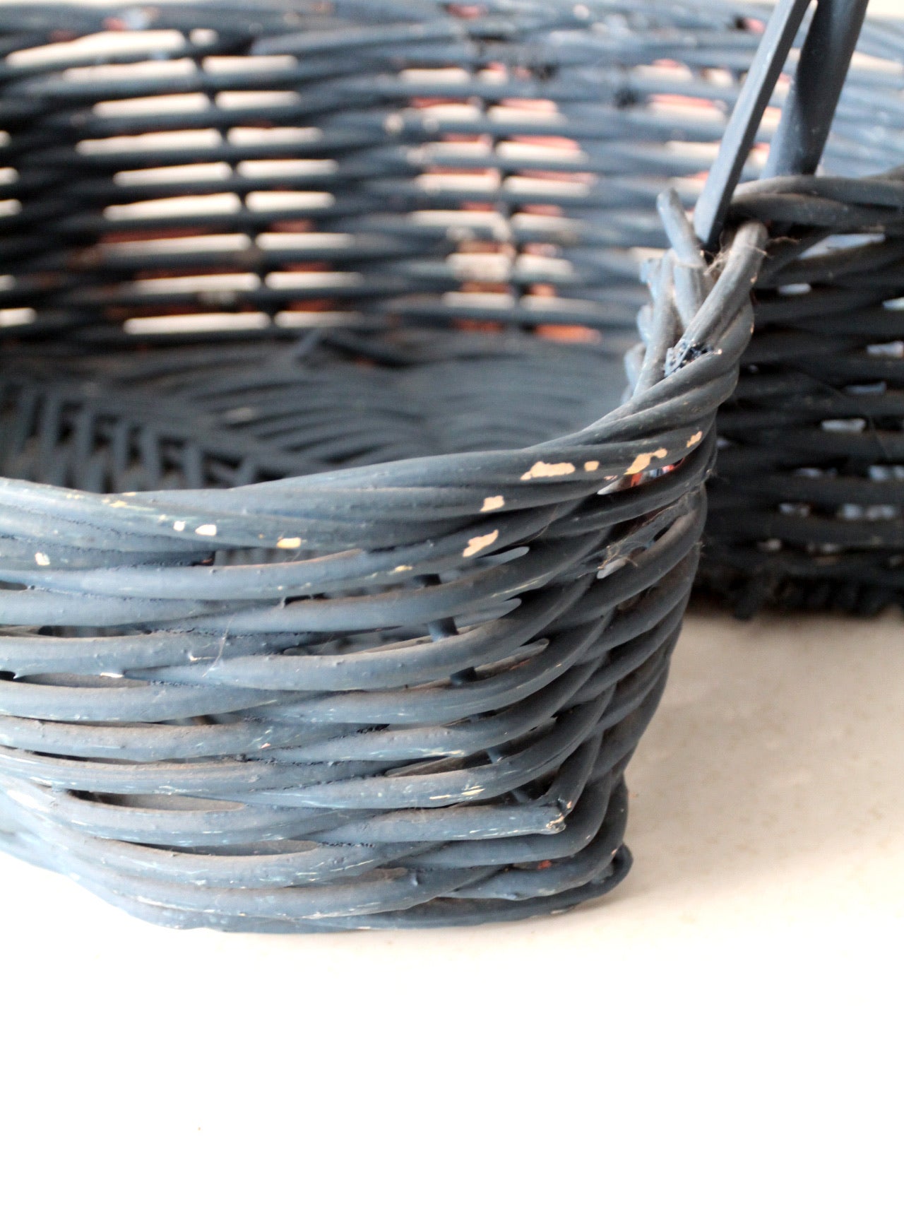 vintage heart shaped blue basket