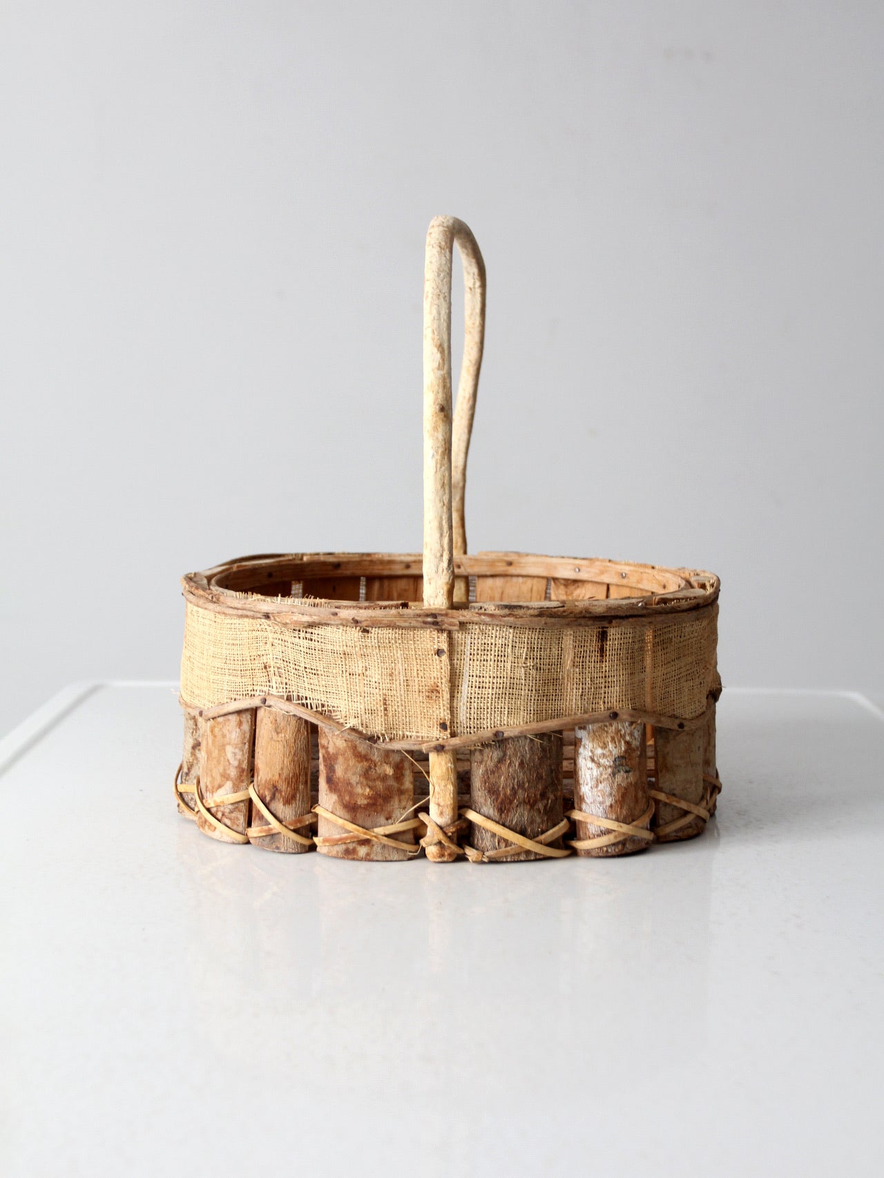 vintage rustic wooden splint basket