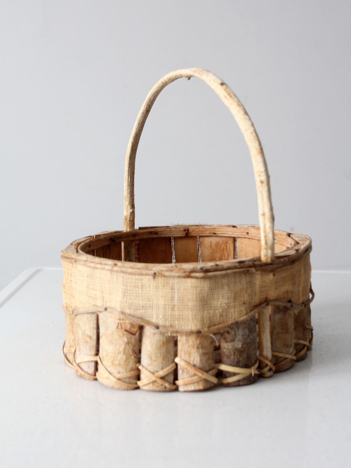 vintage rustic wooden splint basket
