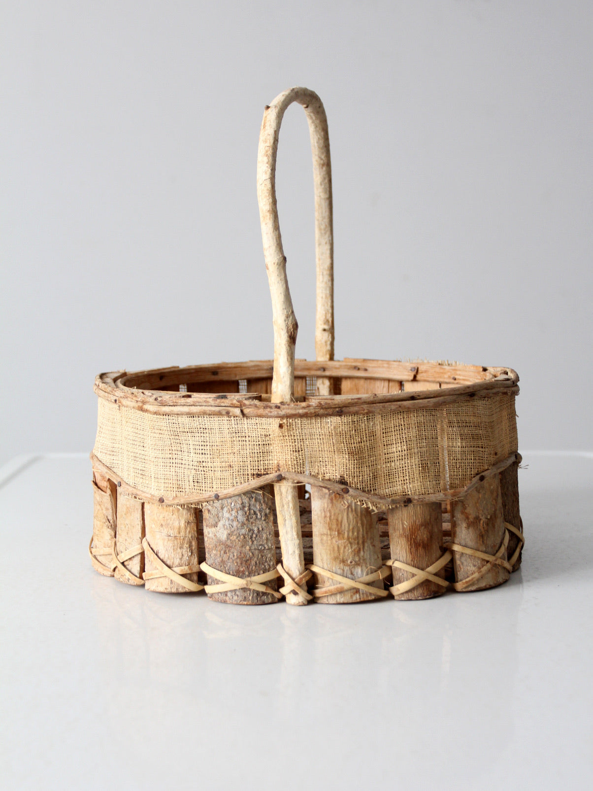 vintage rustic wooden splint basket