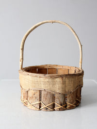 vintage rustic wooden splint basket