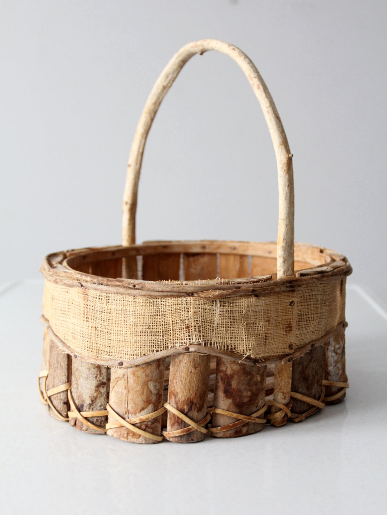 vintage rustic wooden splint basket