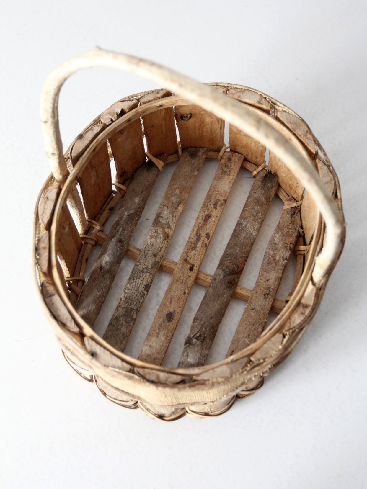 vintage rustic wooden splint basket