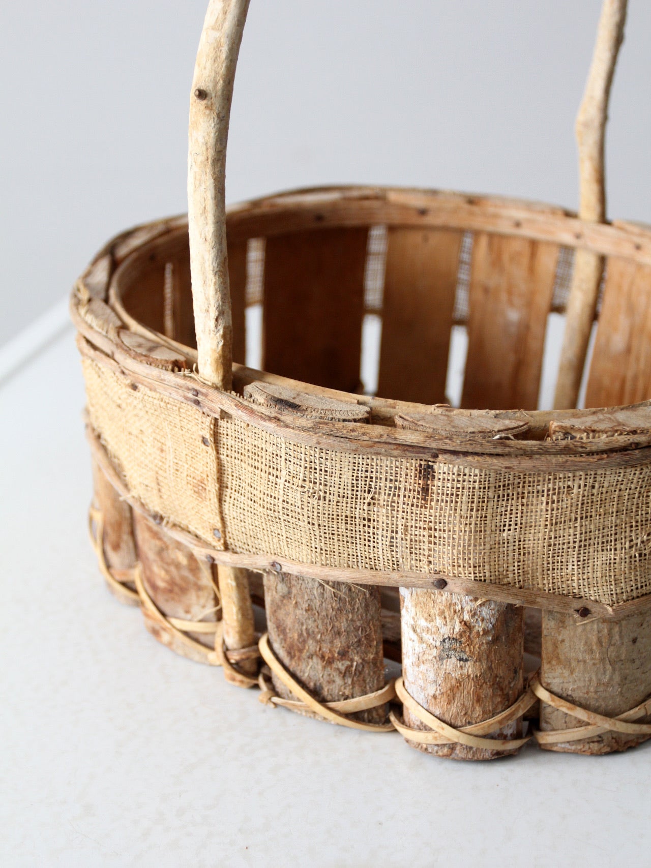 vintage rustic wooden splint basket