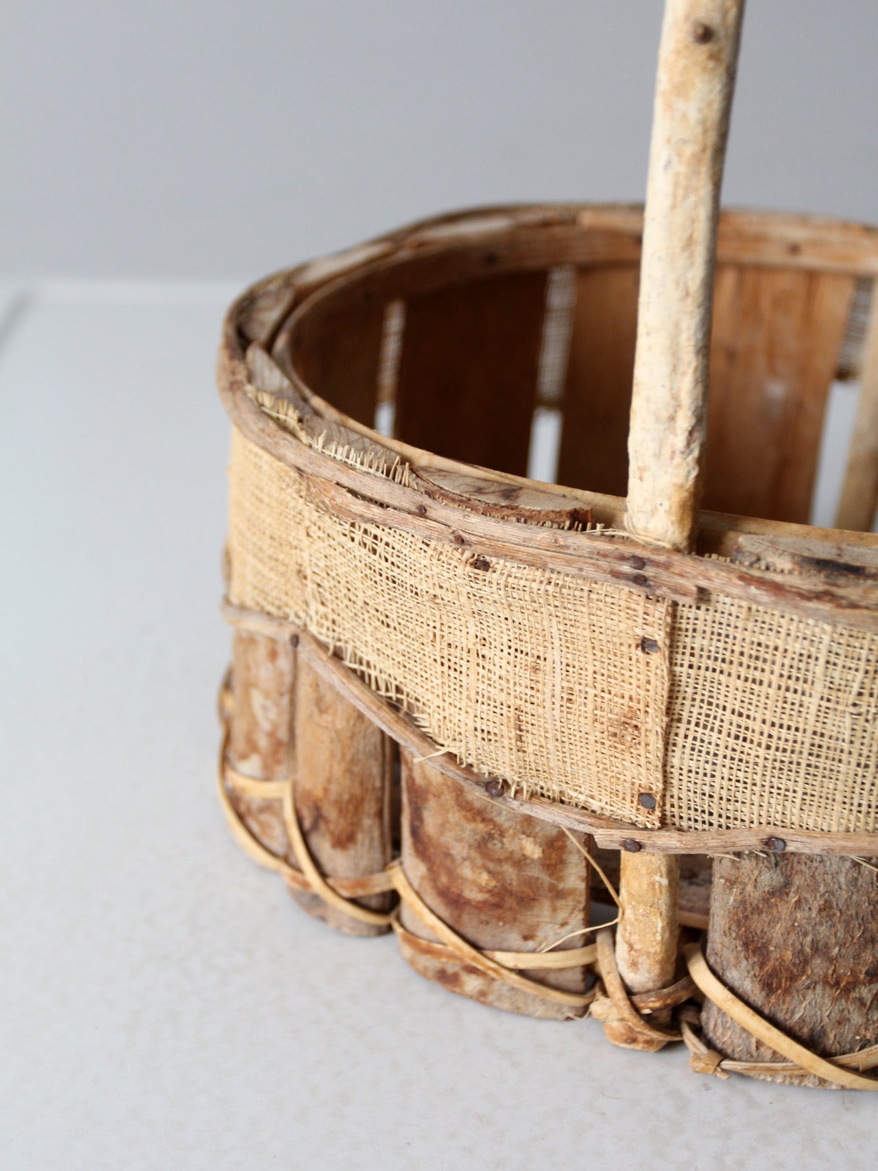 vintage rustic wooden splint basket