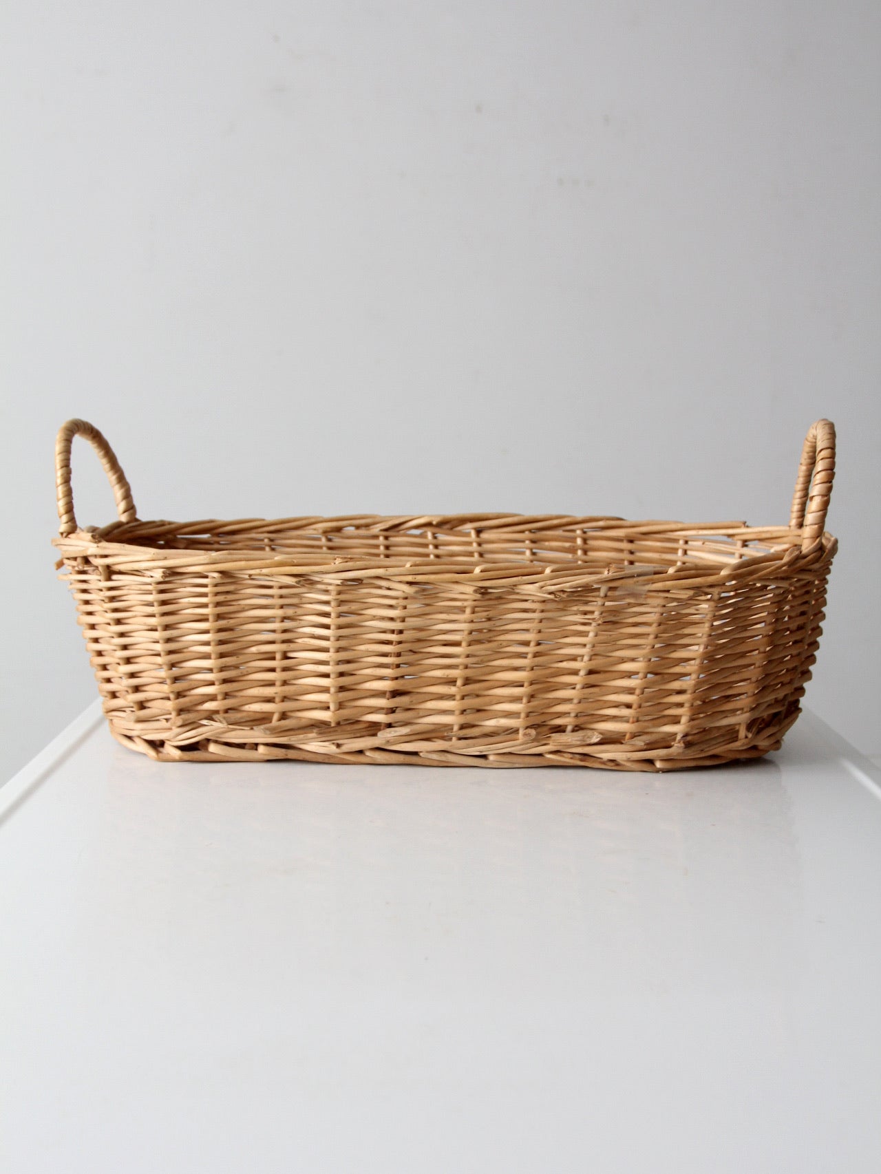 vintage woven basket with handles