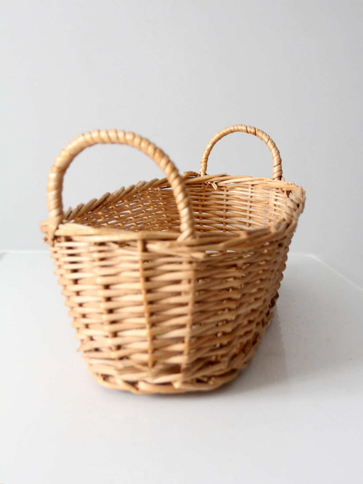 vintage woven basket with handles