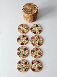 vintage woven coasters set of 8 with box