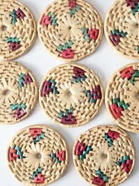 vintage woven coasters set of 8 with box