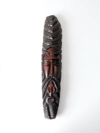 vintage folk art carved wood face wall hanging