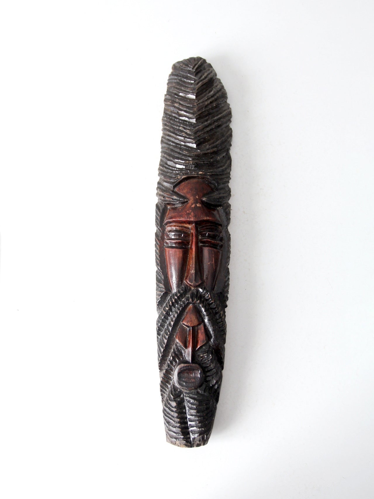 vintage folk art carved wood face wall hanging