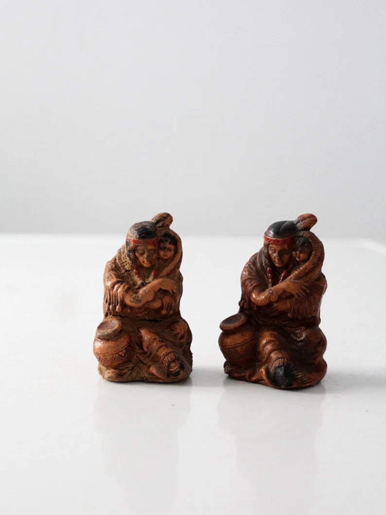 mid century  Native American souvenir figurines pair