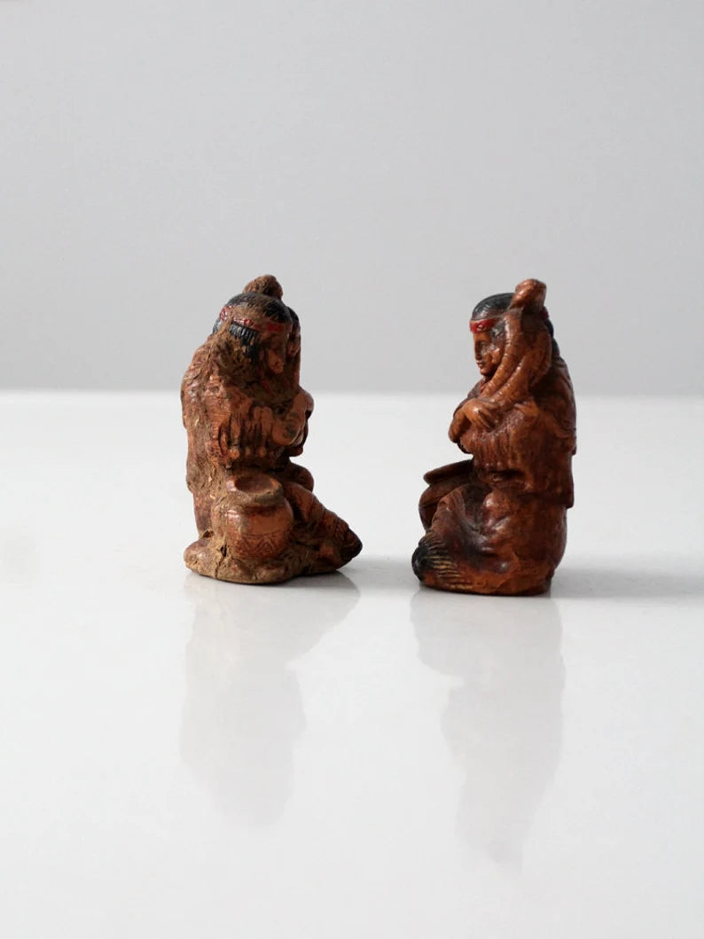mid century  Native American souvenir figurines pair