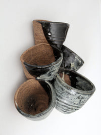 vintage studio pottery tiered planter vase