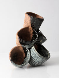 vintage studio pottery tiered planter vase