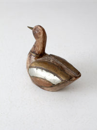 vintage folk art wood & metal duck figurine