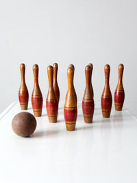 antique wooden skittles set