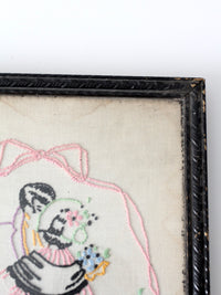 antique framed embroidery wall art
