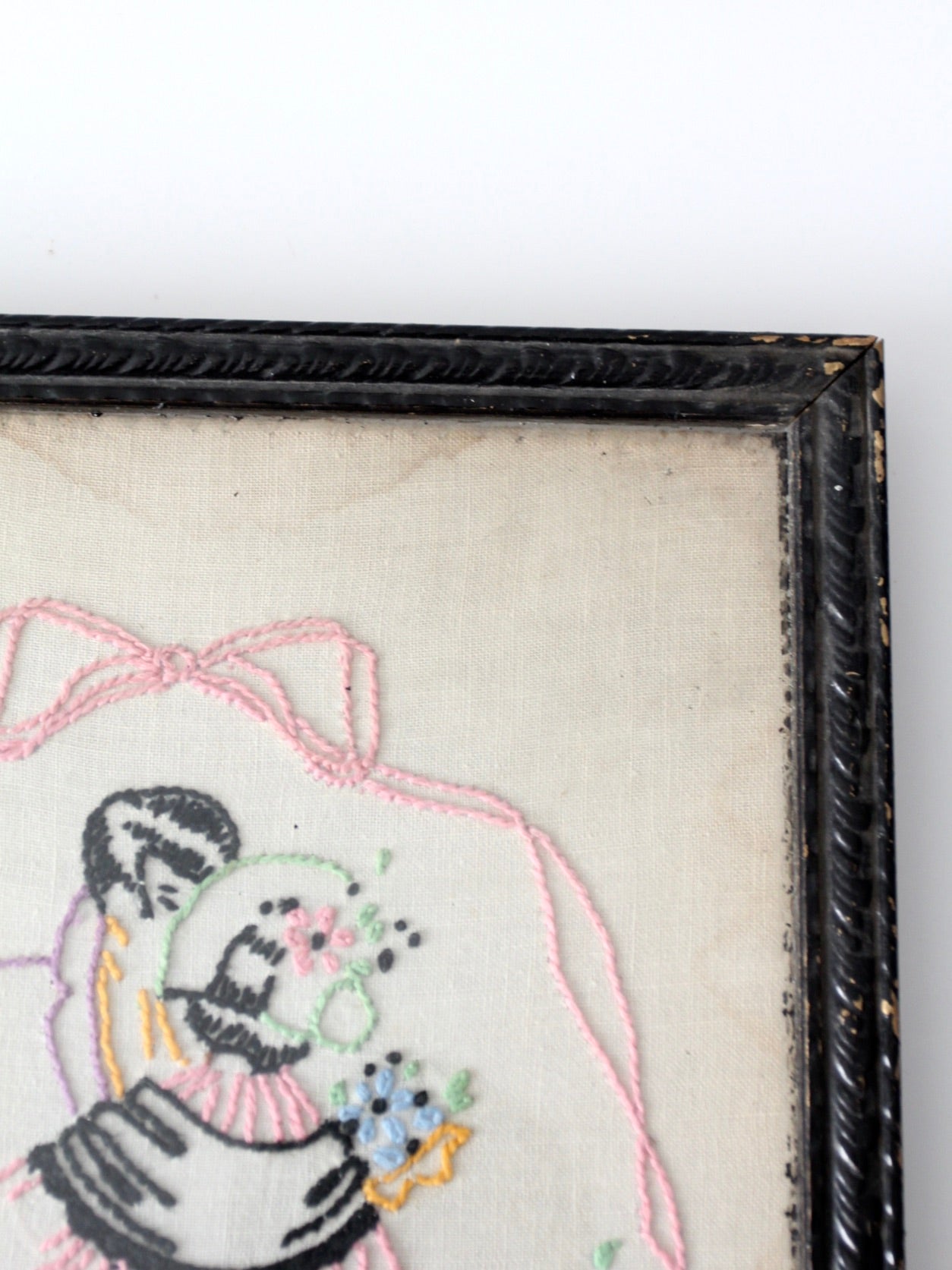 antique framed embroidery wall art