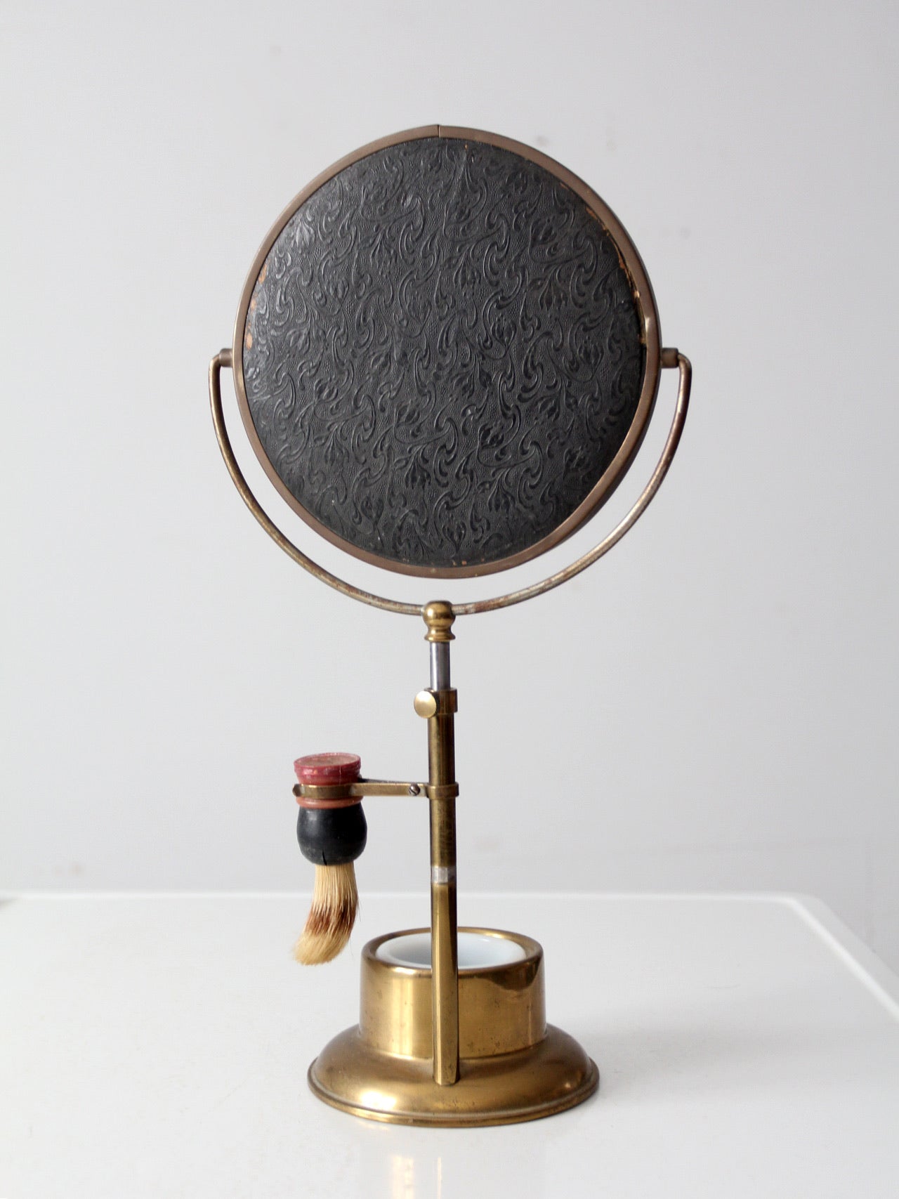 antique brass shaving mirror set