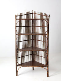 antique rustic twig corner shelf