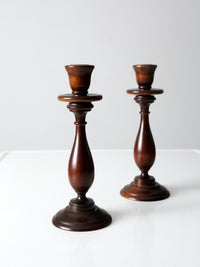 vintage wooden candlestick holders