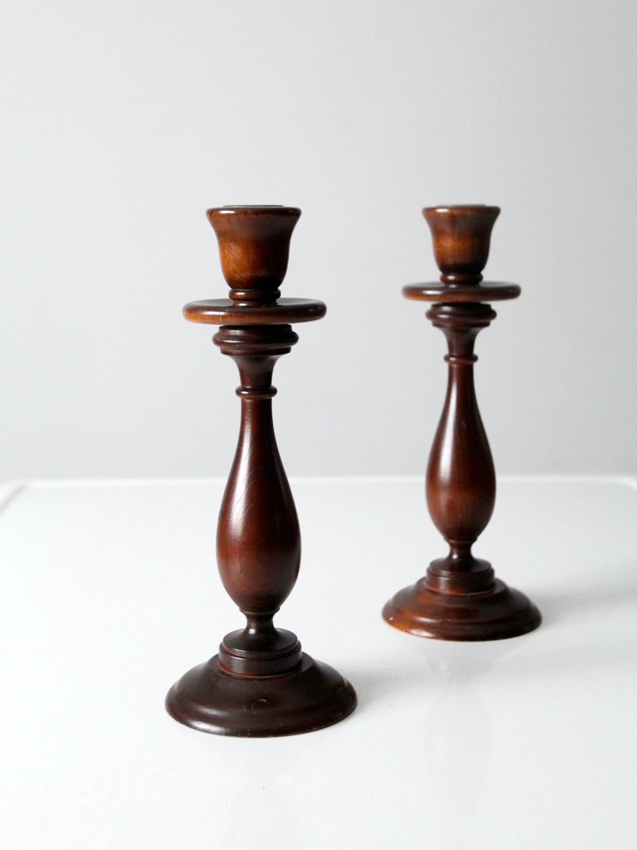 vintage wooden candlestick holders