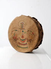 vintage hand painted leather drum