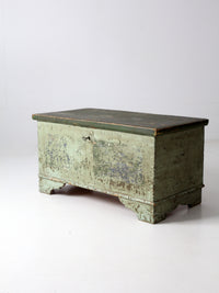 antique flat top wooden trunk