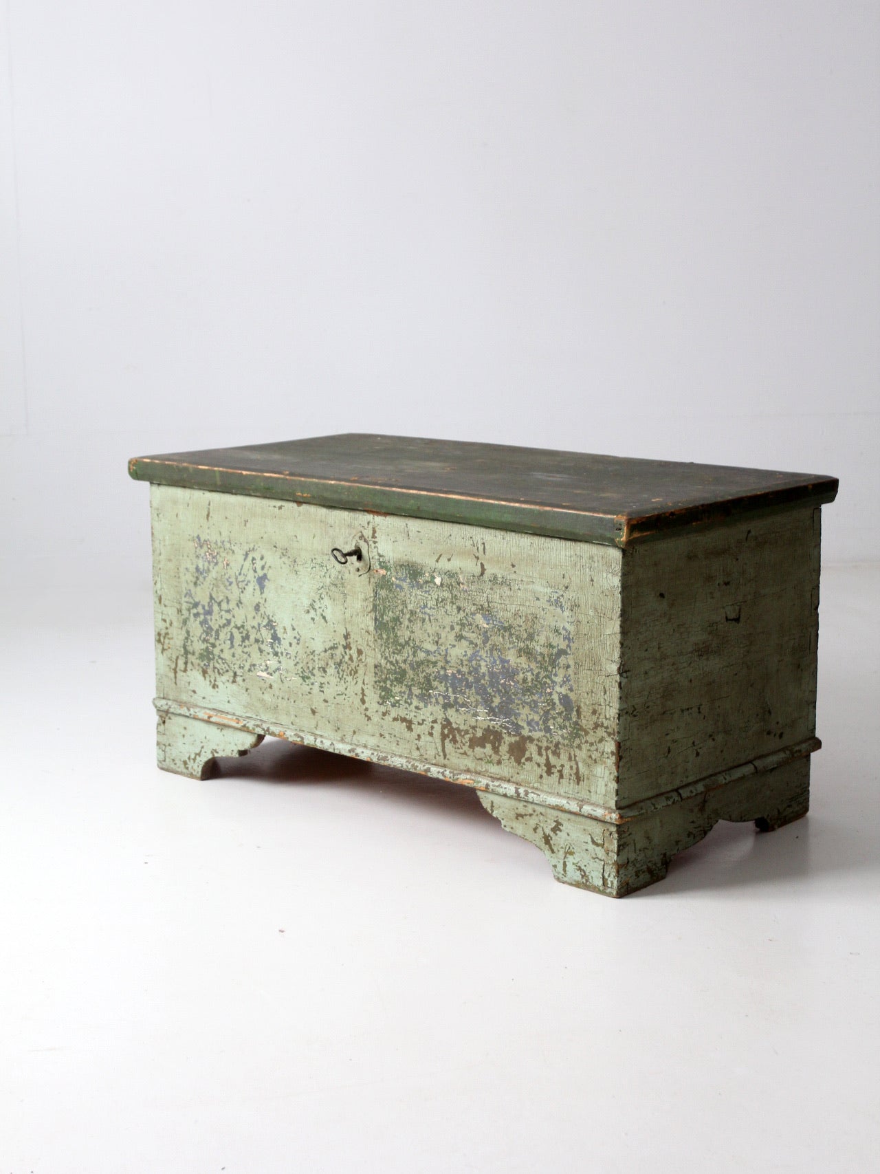 antique flat top wooden trunk