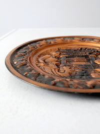 vintage copper raised relief plate