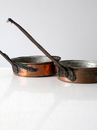 antique copper saute pans pair