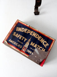 antique oversize matchbox with stand