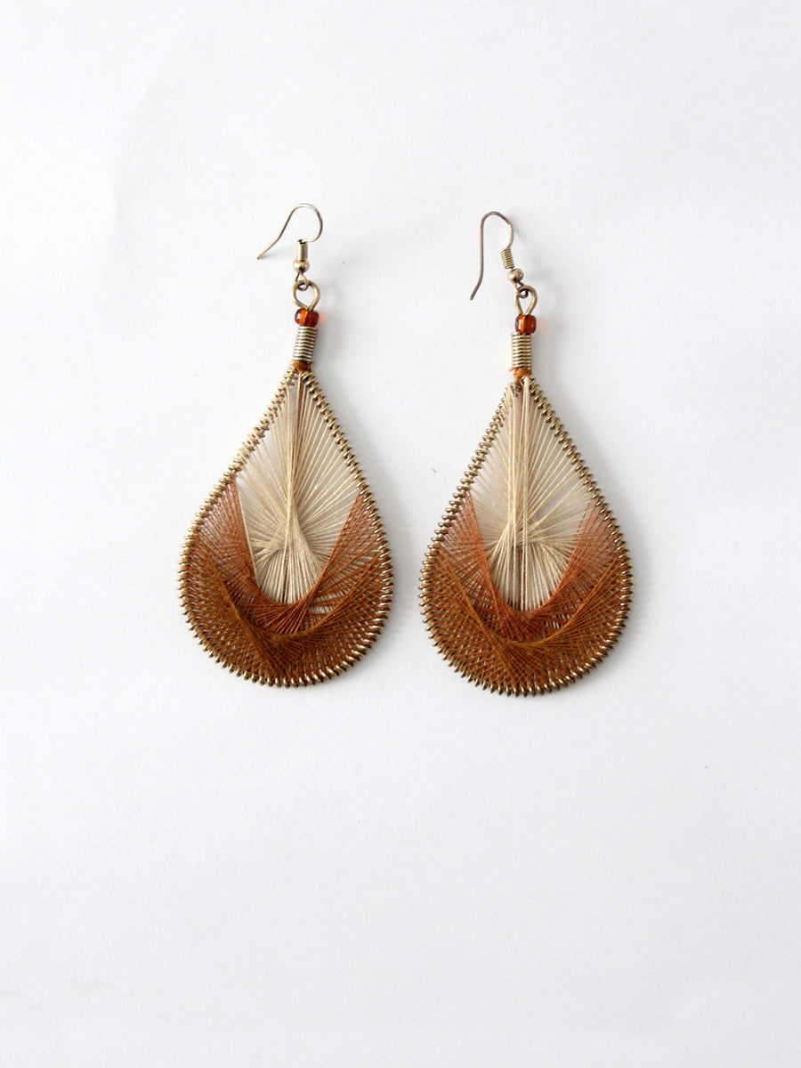 vintage string art Peruvian thread earrings 86 Vintage
