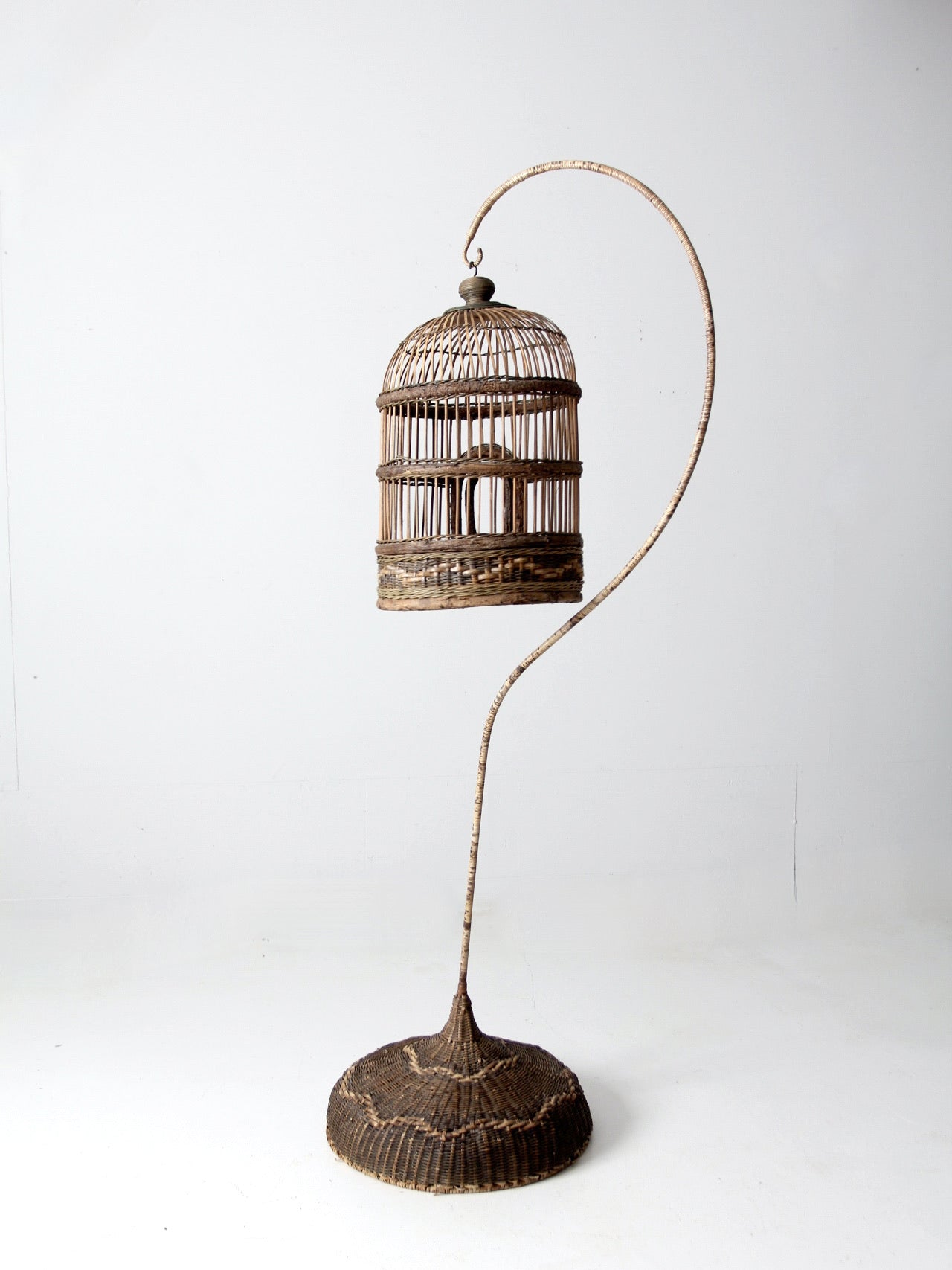 vintage wicker bird cage with stand