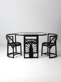 mid-century black rattan dining set