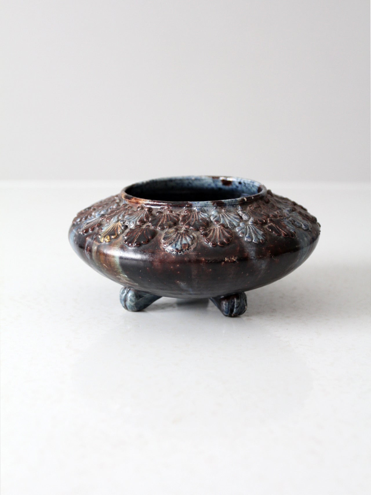 antique three footed bowl vase