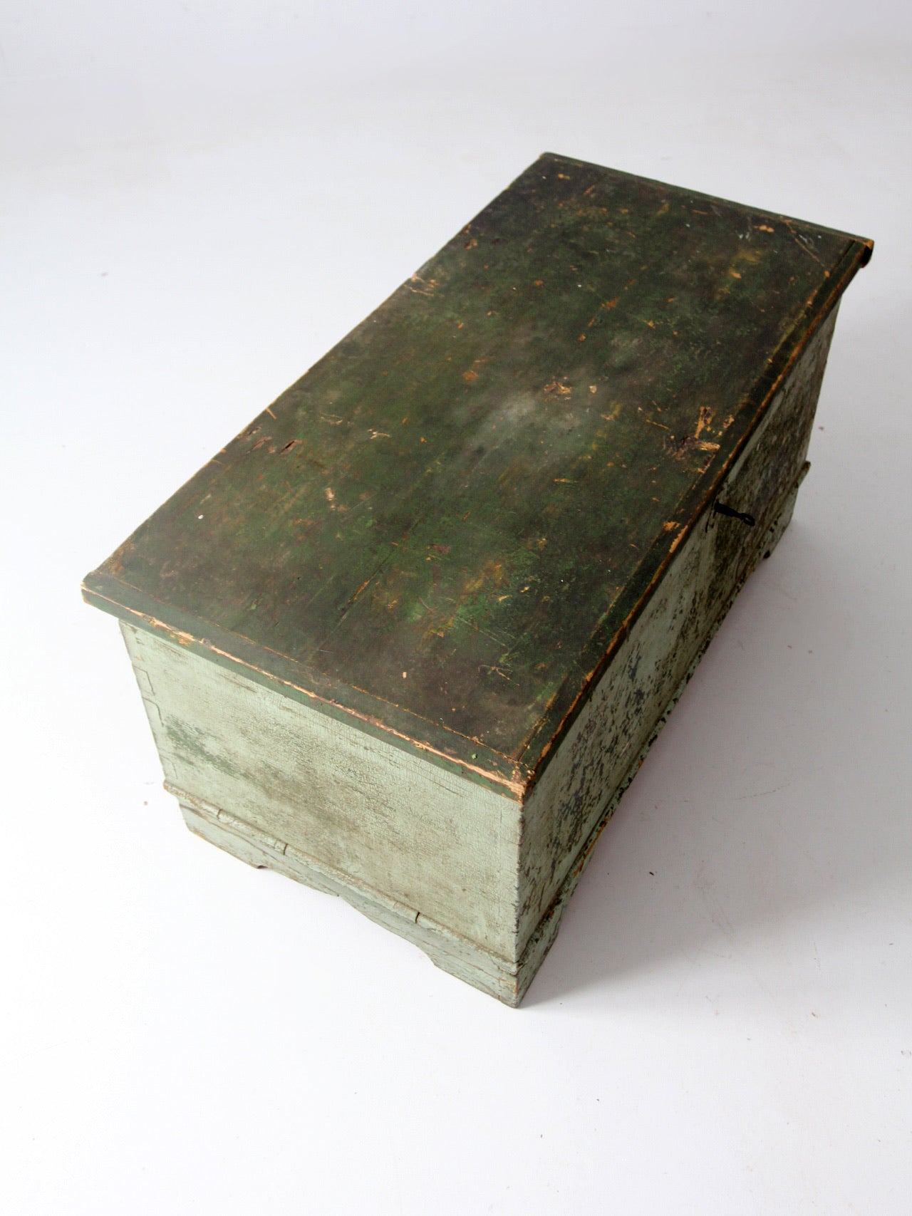 antique flat top wooden trunk