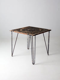 mid-century hairpin leg iron table